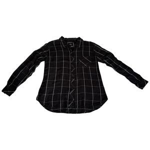Rails Hunter Shirt Collared Button Up Top Grid Pattern Black & White Size Small